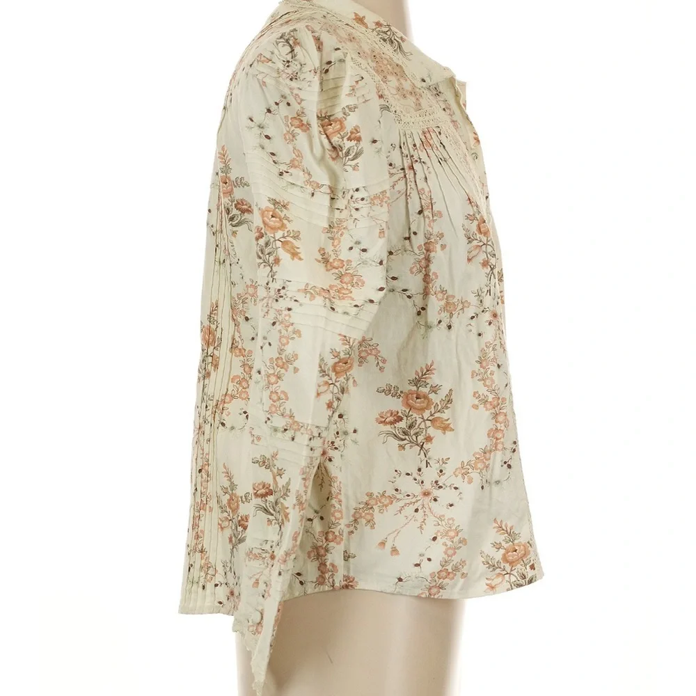 LoveShackFancy Cream Shoulder Puff Floral Blouse - Picture 3 of 6